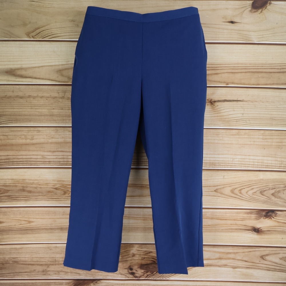 Alfred Dunner Stretch Waist Dress Pants Womens 16 Blue Pockets Easy Wear NWT $48